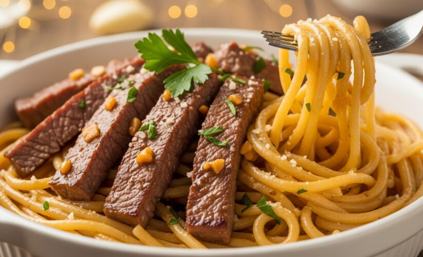 Sweet and Spicy Garlic Steak Pasta Recipe: A Flavorful Delight