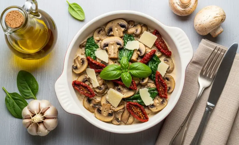 Creamy Garlic Butter Tuscan Mushrooms Recipe